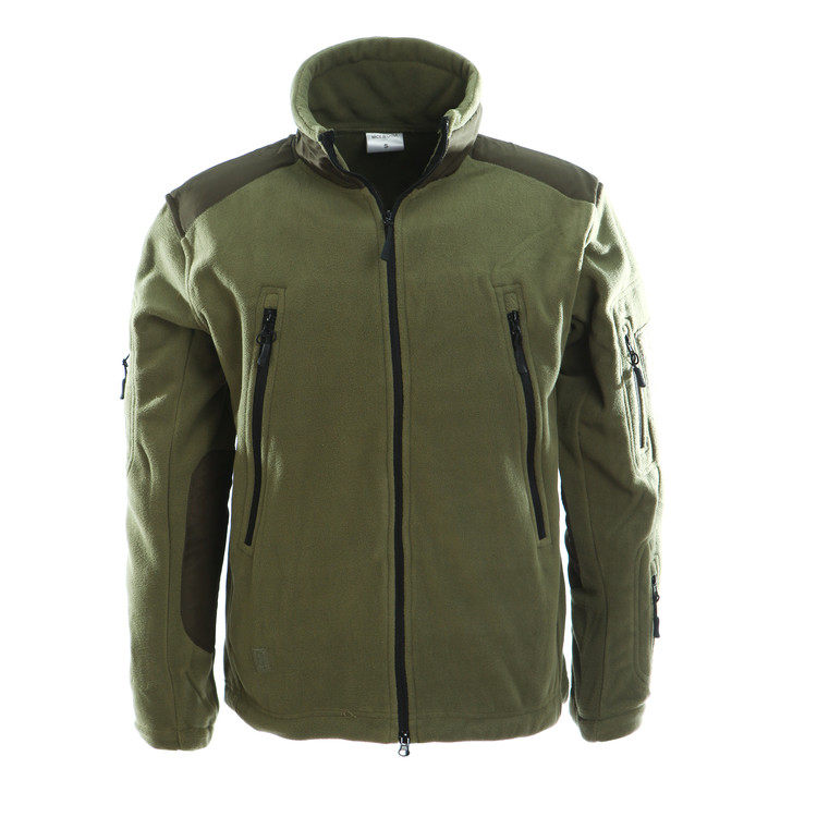 Army Green Stand Collar Fleece Jacket