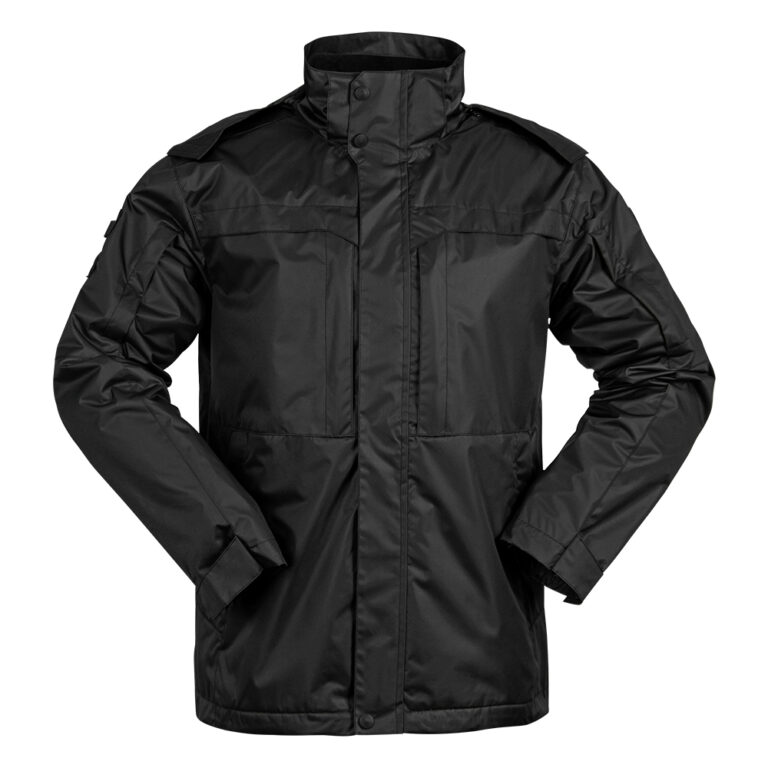 Black Windproof Hooded Military Jacket